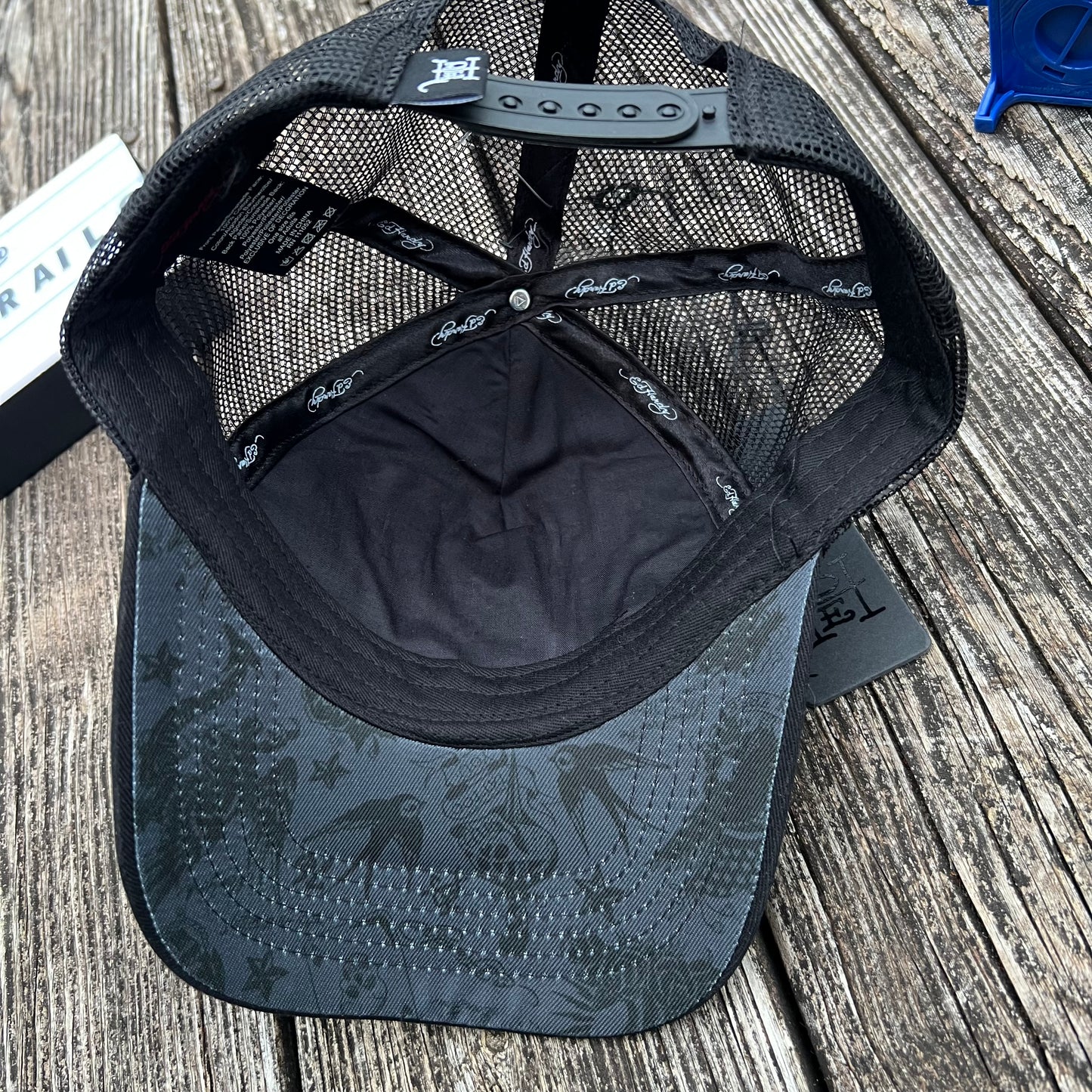 Ed Hardy White Orange Tiger Black Bill Trucker Cap Hat Snapback OSFA