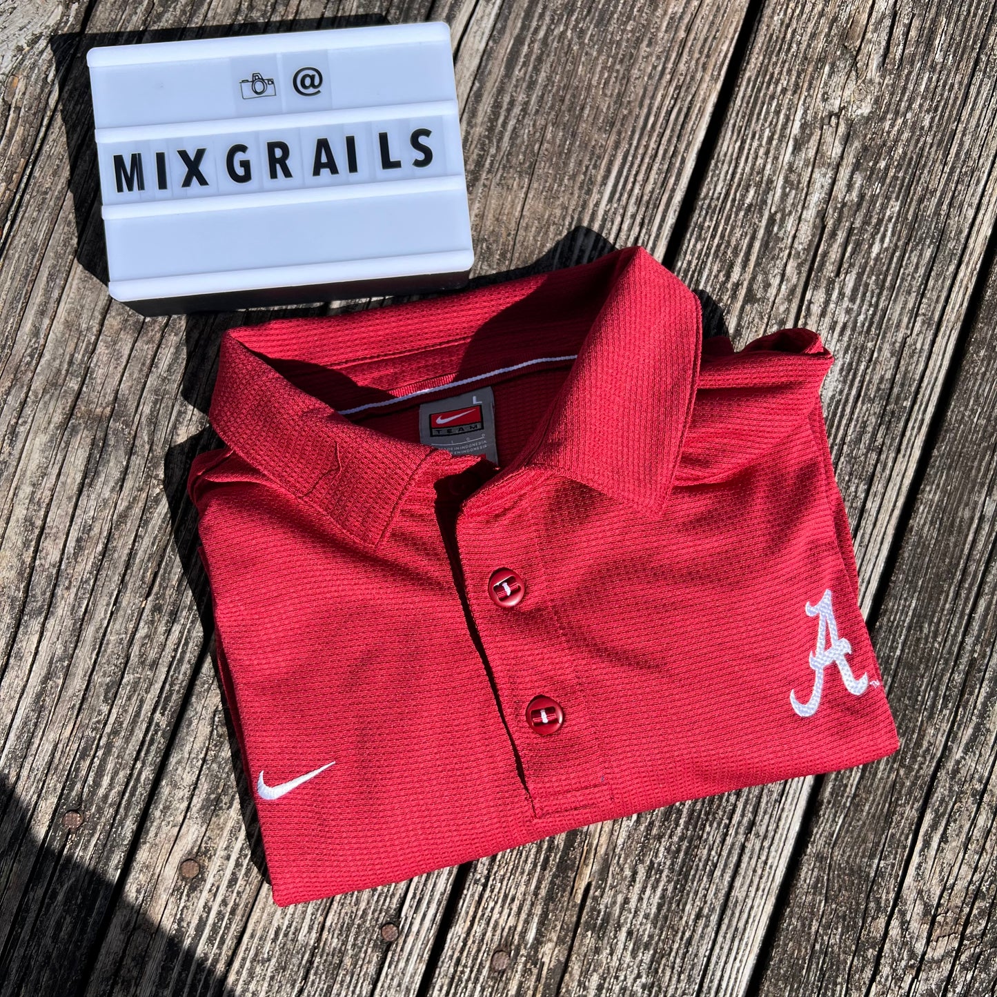 Nike Alabama Polo Mens Red Short Sleeve large DriFit