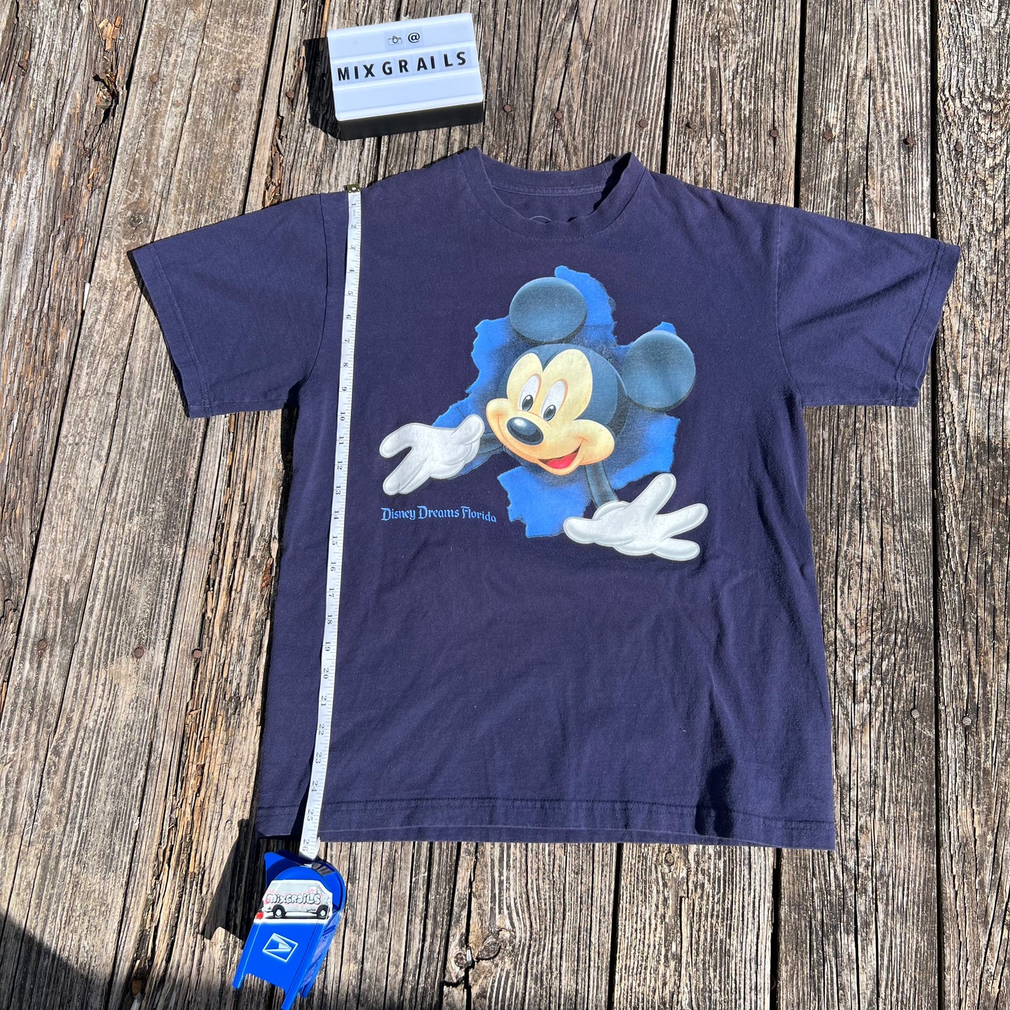 Vintage Disney Mickey Mouse Double Sided Navy Blue T-Shirt Large