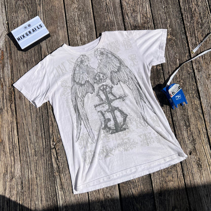 Vintage Y2K Sanctify Angel Wings Grunge Baby Tee Womens Size Large