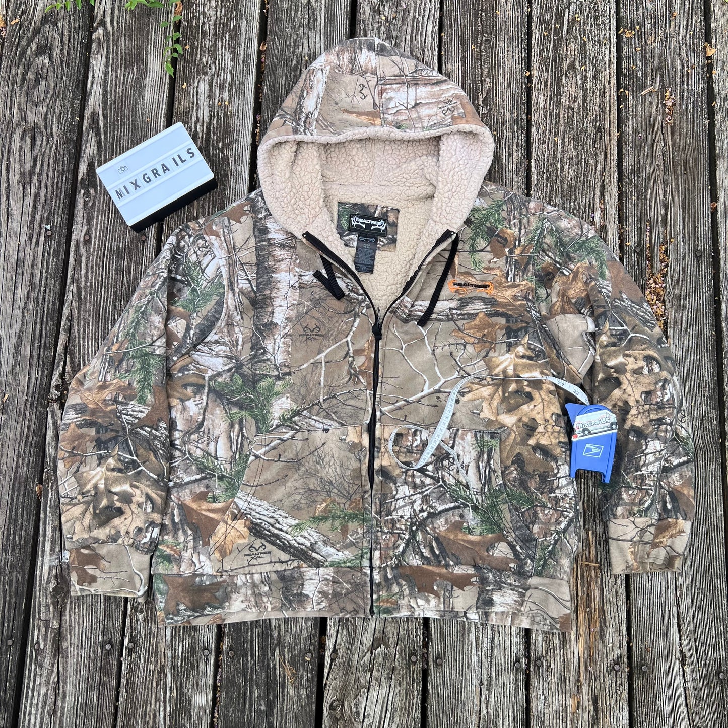 Vintage Realtree Camo Hoodie XLarge Slim Hooded Brown Camouflage Roundneck Fullzip