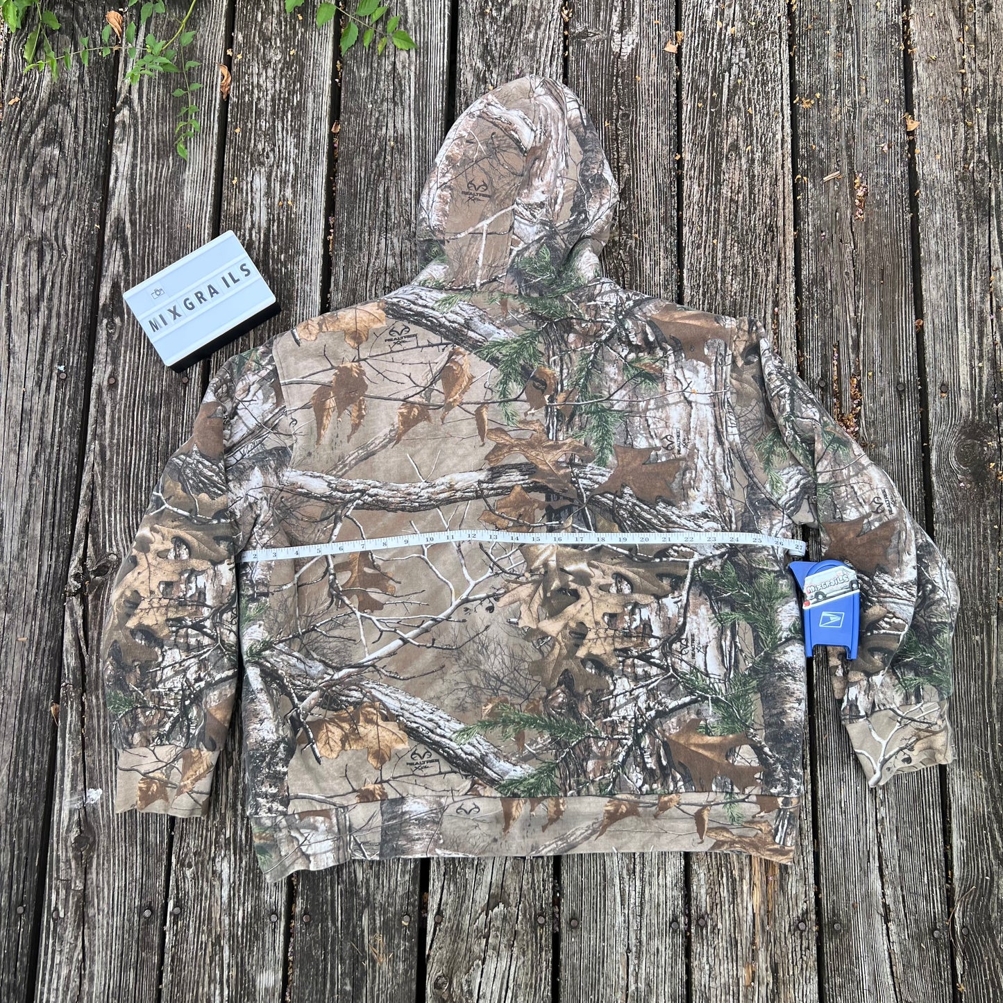 Vintage Realtree Camo Hoodie XLarge Slim Hooded Brown Camouflage Roundneck Fullzip