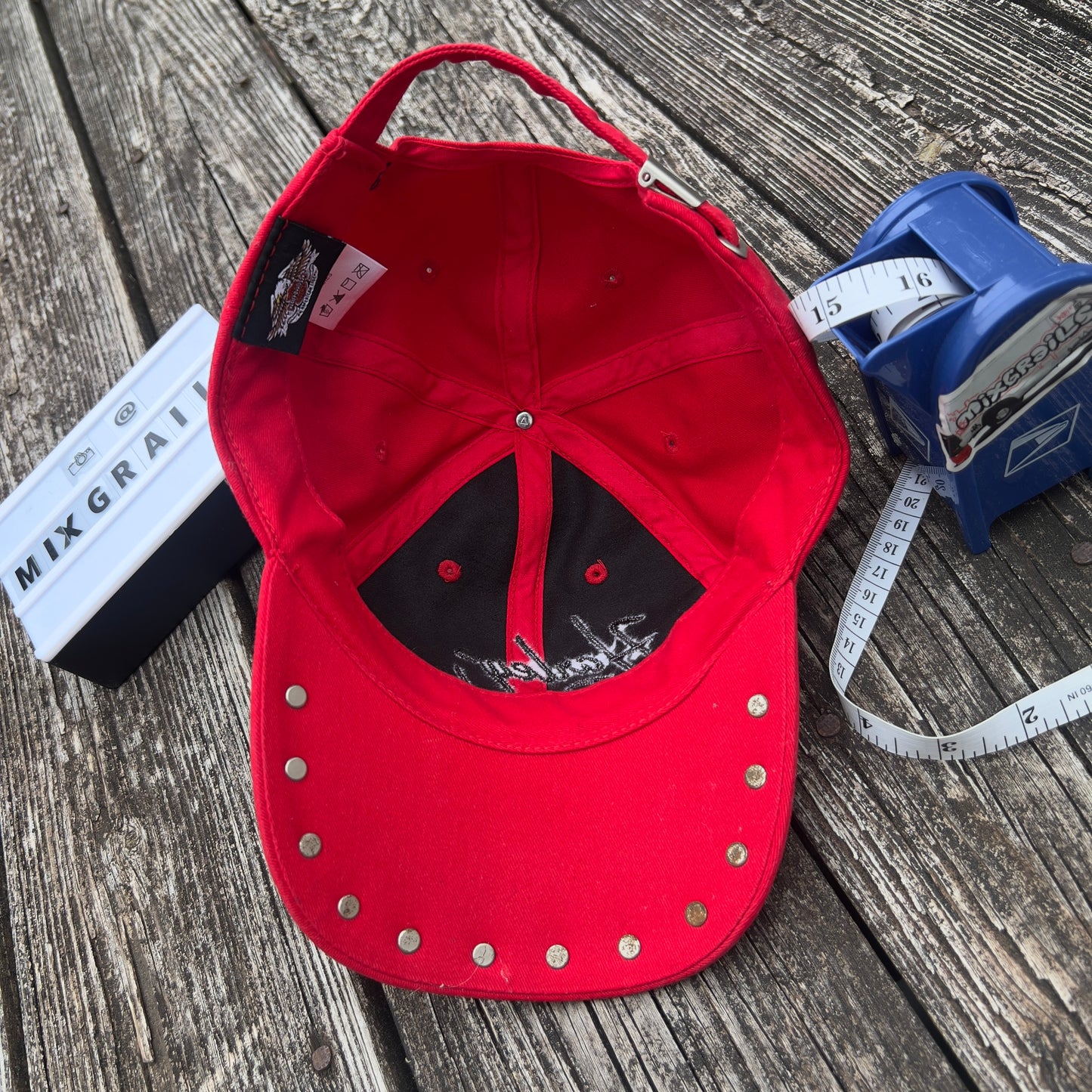 Harley Davidson Hat Cap Strap Back Womens Red Studded Embroidered 100%