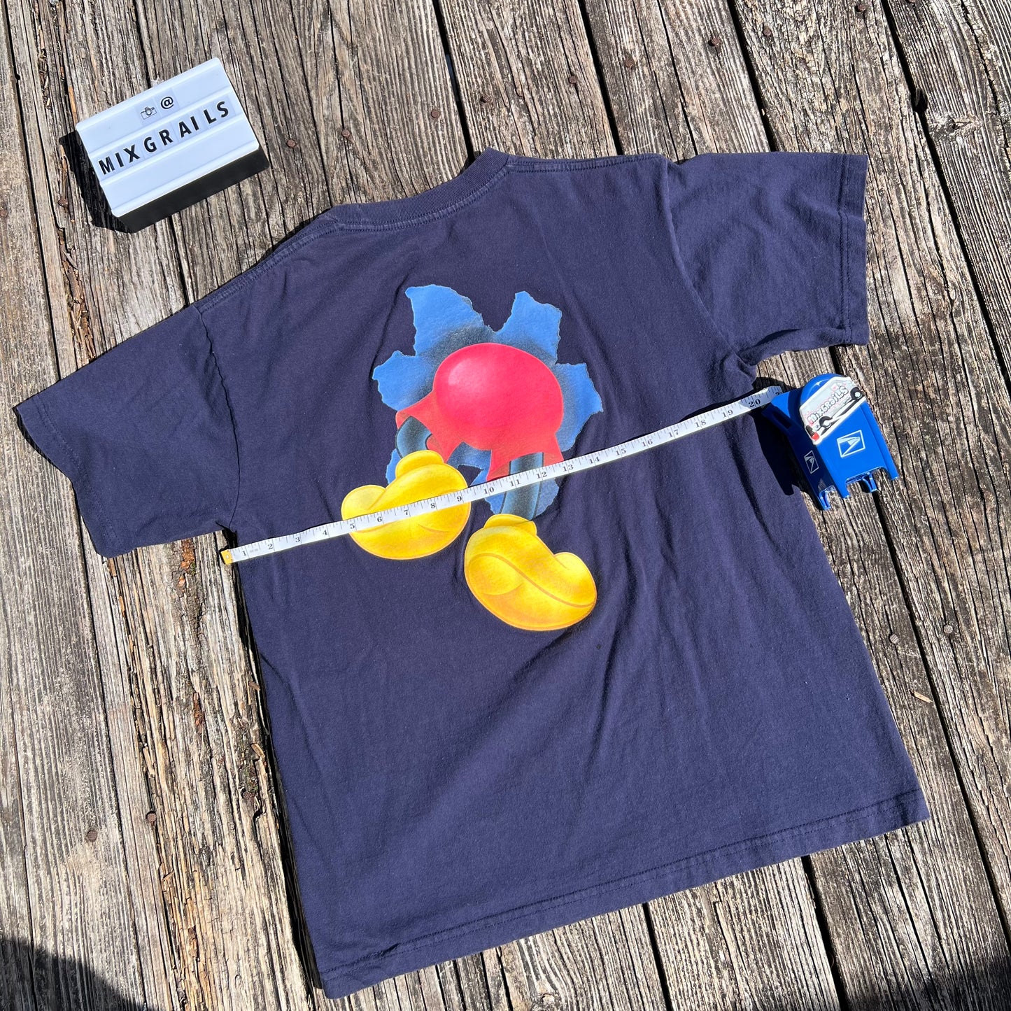 Vintage Disney Mickey Mouse Double Sided Navy Blue T-Shirt Large