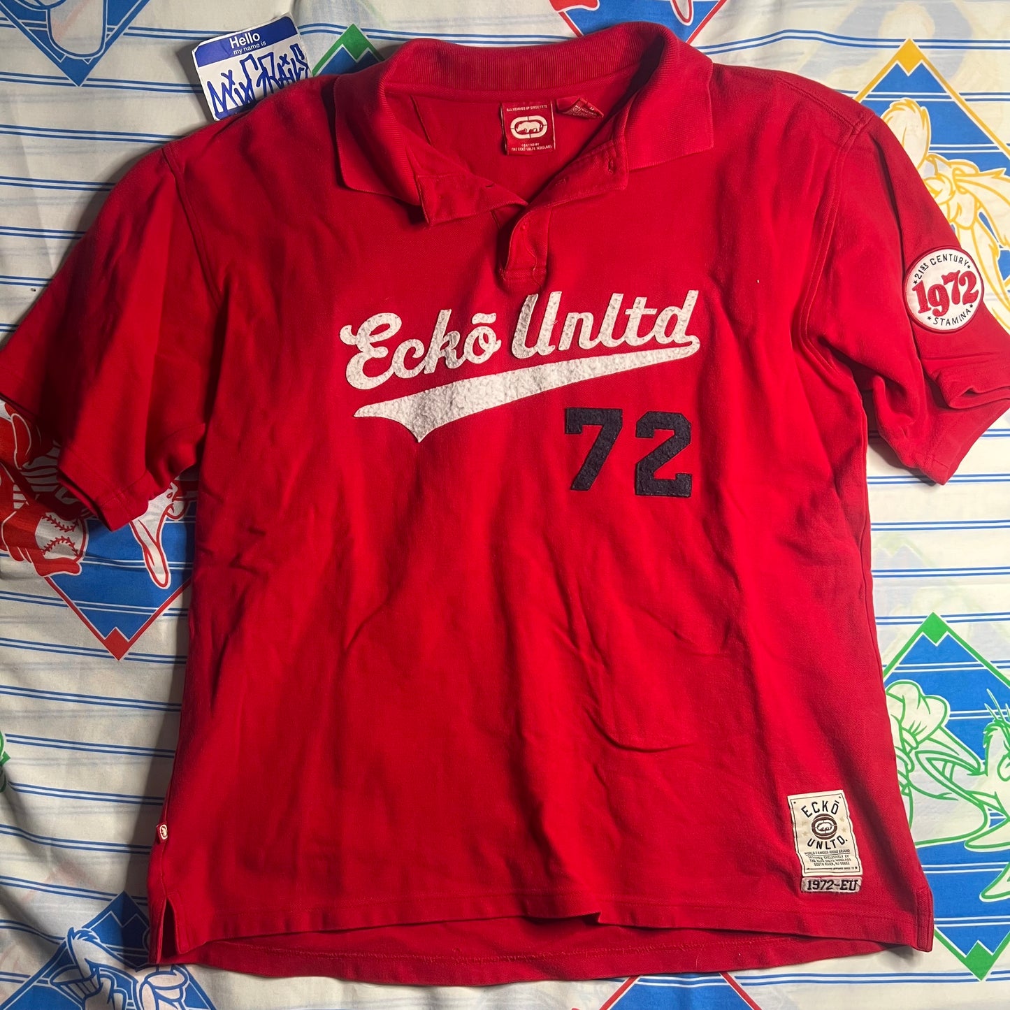 Y2k Ecko Unltd red polo shirt polo medium