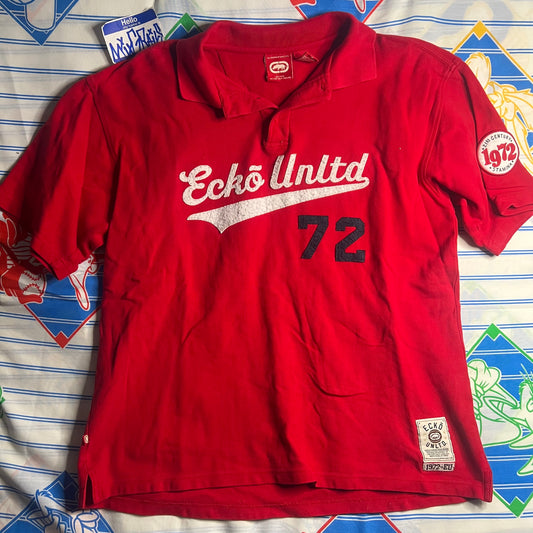 Y2k Ecko Unltd red polo shirt polo medium