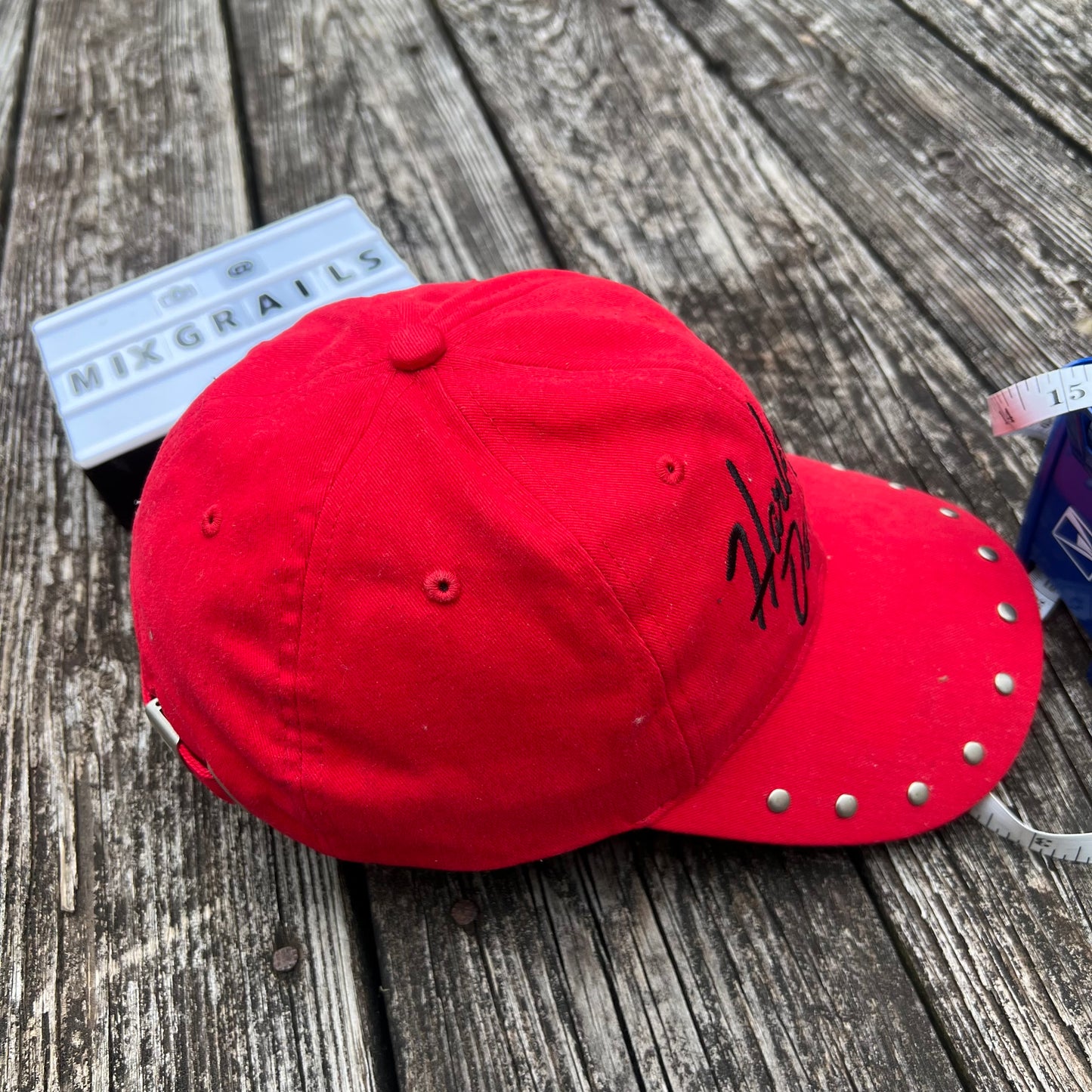 Harley Davidson Hat Cap Strap Back Womens Red Studded Embroidered 100%