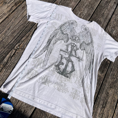 Vintage Y2K Sanctify Angel Wings Grunge Baby Tee Womens Size Large