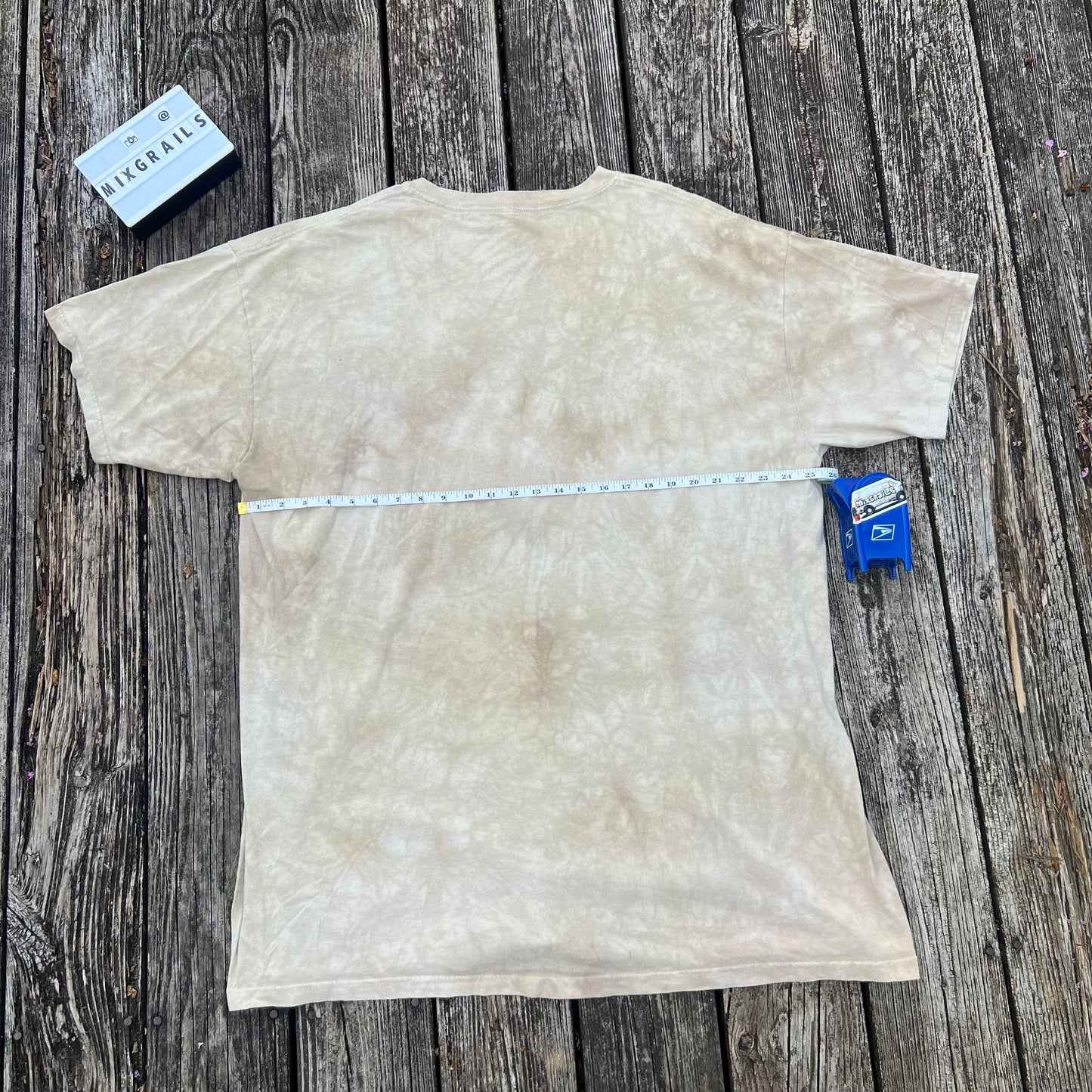 The Mountain tan hand dyed t-shirt w/Indigenous leader 3XL, 2012 David Behrens