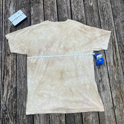 The Mountain tan hand dyed t-shirt w/Indigenous leader 3XL, 2012 David Behrens