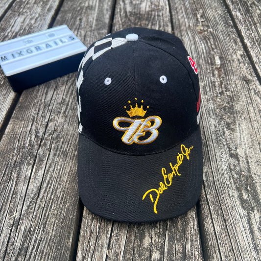 Dale Earnhardt Jr #8 Budweiser Checkered Flag Adjustable Hat Black Red Gold