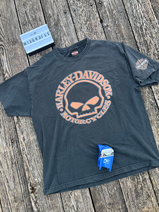 Harley Davidson Bravado 100% Cotton (Willie G Skull) Black Pocket T-Shirt XL
