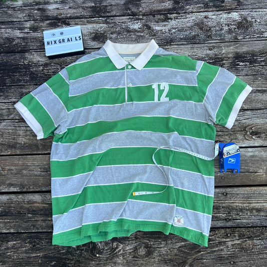 Y2k American eagle striped polo 2XL shirt